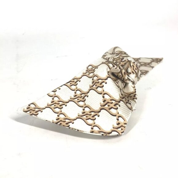 FENDI FXT114 Logo ribbon Hair clip hair accessories Barrette silk Beige - Picture 12 of 15